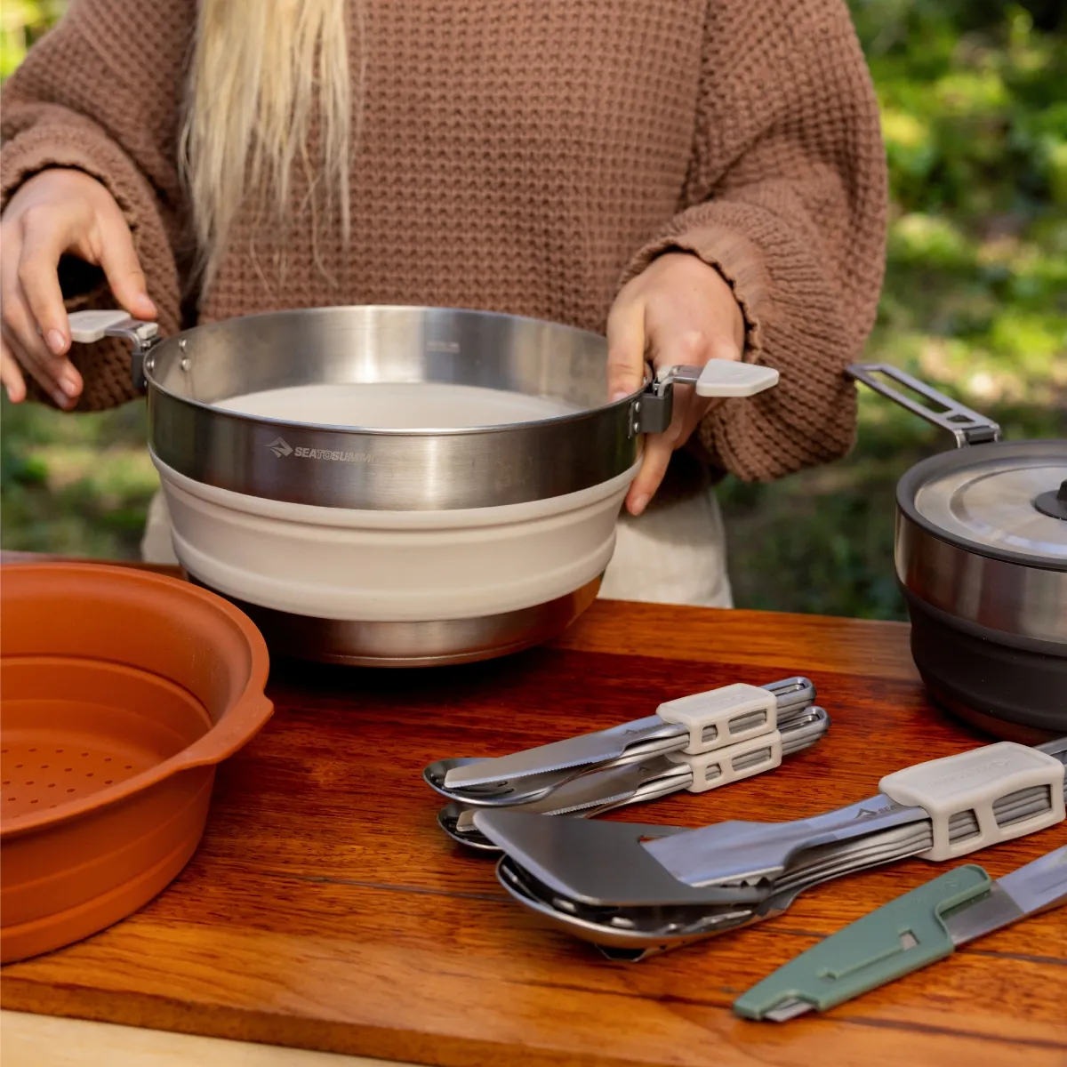 Set Utensillos Sea to Summit Plegable Detour Acero Inox 4 Piezas
