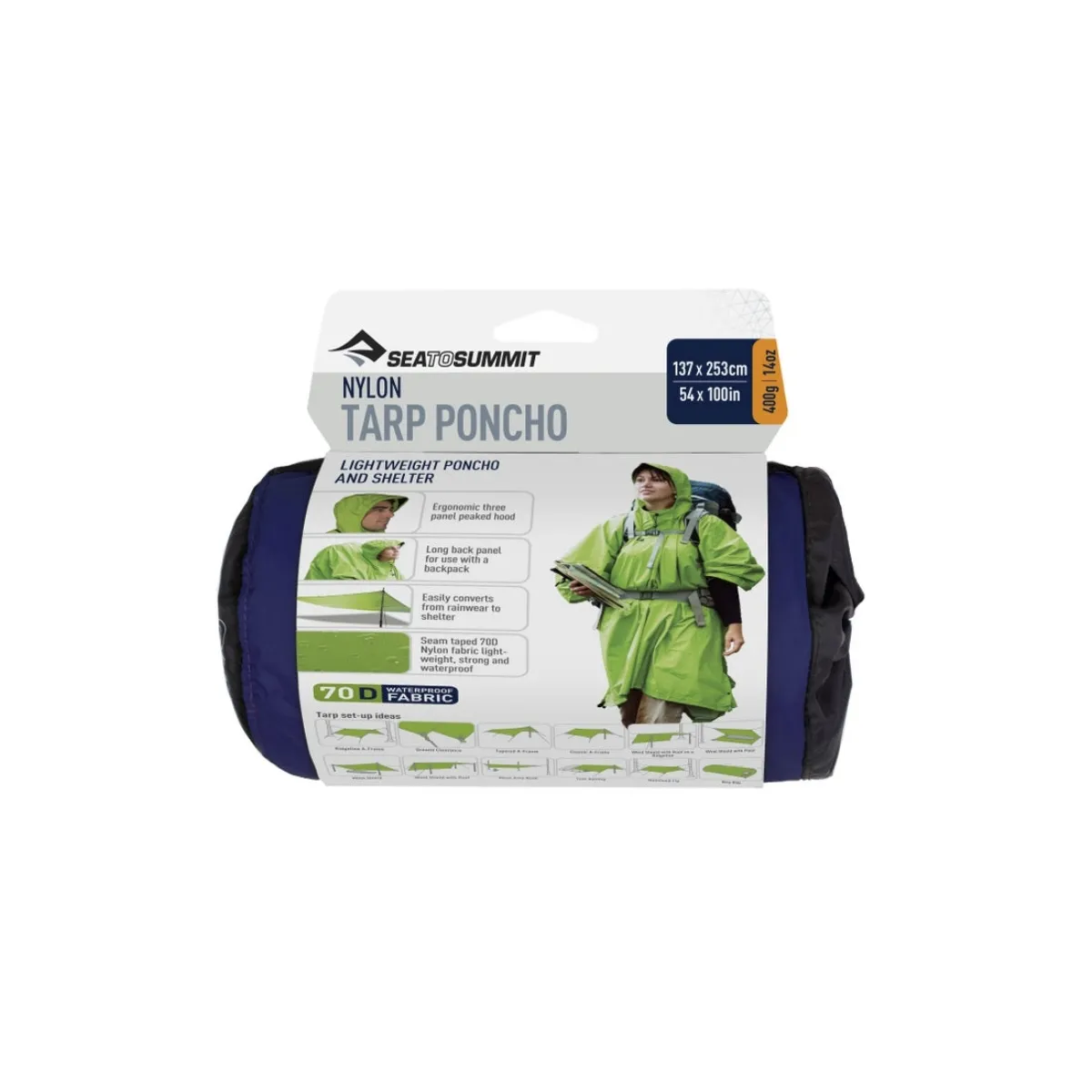 Piloto Sea To Summit Poncho Naylon 70D Impermeable 2 en 1