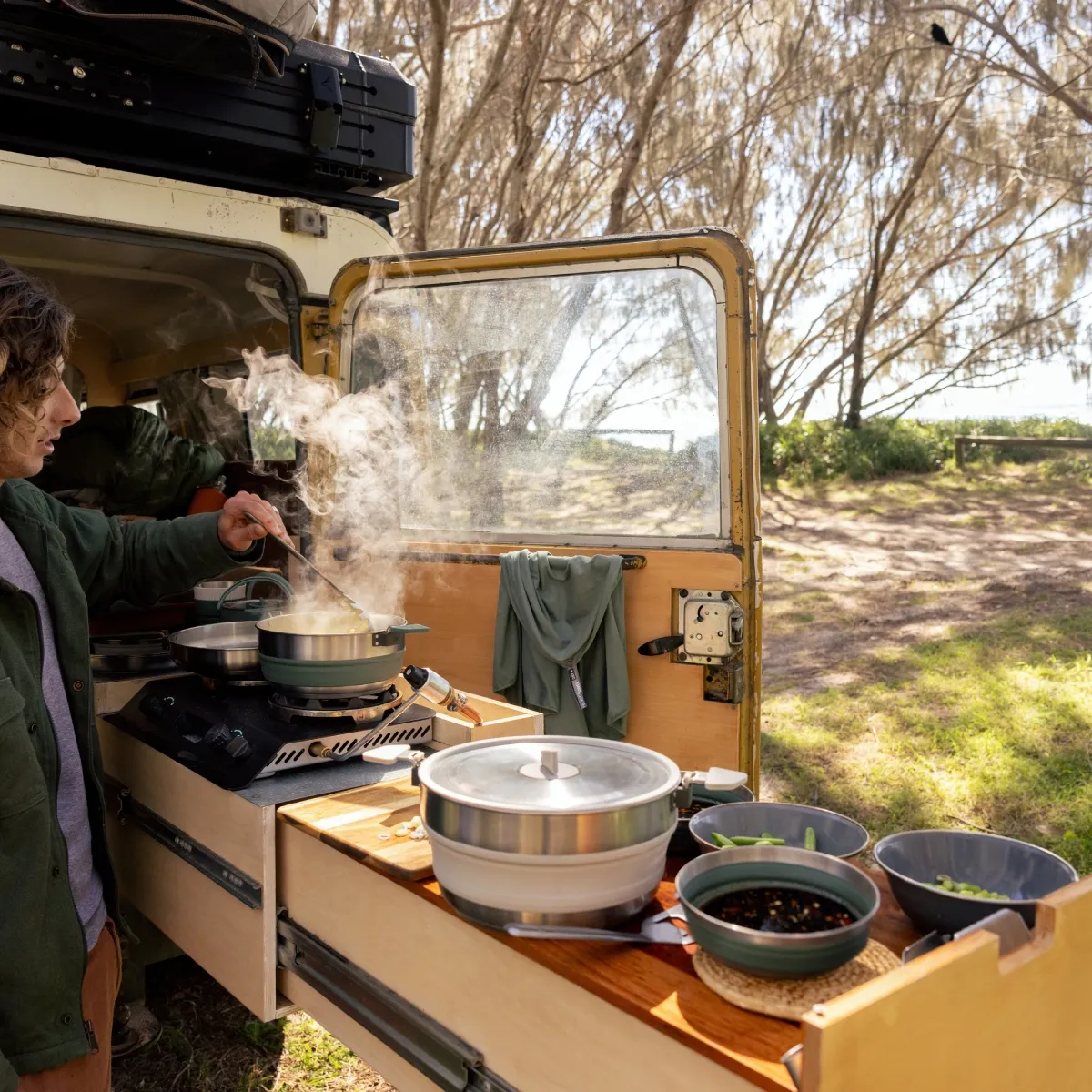 Set de Cocina Sea to Summit  Detour Plegable Acero Inox 6 Piezas